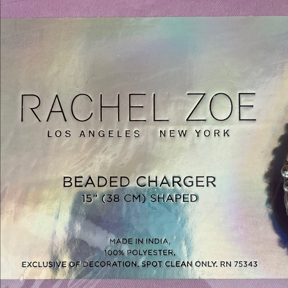 Rachel Zoe Pink Rhinestone Ghost beaded chargers - Picture 2 of 7